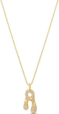 SHYMI Initial Retro Pendant Necklace in Gold at Nordstrom
