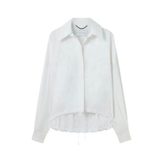 Stella McCartney Stella McCartney, Shirts, female, White, Size: 2XS Drawstring-Hem Long-Sleeve Shirt