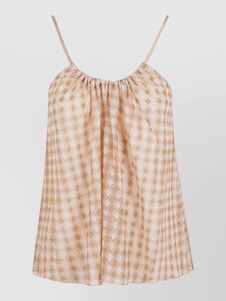 Forte_Forte jersey top metallic texture spaghetti straps pleated