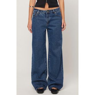 Abrand 99 Bella Baggy Straight Leg Jeans in Mid Blue at Nordstrom, Size 23