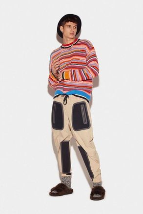 Dsquared2 MenS Beige Trousers With Black Panels, Size 26