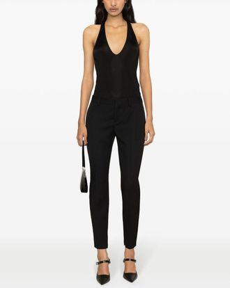 Saint Laurent Plunging U-Neck Jersey Tank Top - Black