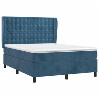 vidaXL Cama Box Spring Con Colch&oacute;n Terciopelo Azul Oscuro 140x200 Cm Vidaxl