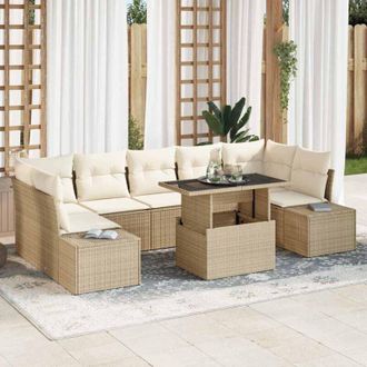 vidaXL Conjunto De Sof&aacute; De Jard&iacute;n 8 Pcs Beige Y Crema 100 X 55 X 73 Cm Vidaxl