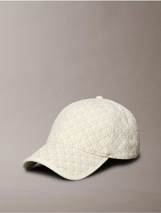 Calvin Klein Womens Allover Emblem Logo Baseball Cap - White