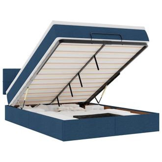 vidaXL Cama Otomana Con Colch&oacute;n Tela Azul 140x190 Cm Vidaxl
