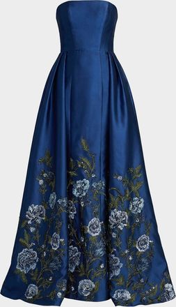 Mac Duggal Embroidered Mikado Strapless Gown