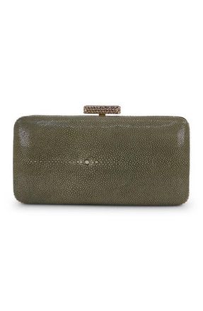 Badgley Mischka Evelyn Stingray Leather Minaudiere in Olivine at Nordstrom, Size Small
