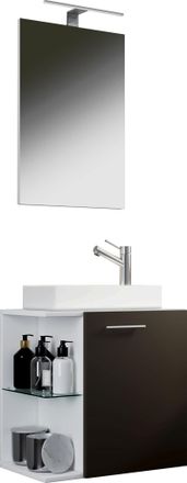 ebuy24 Ebuy24 - Set Vcm De 3 Piezas Lavadero Para Invitados Wc Ba&ntilde;o De Invitados Wc De Lavabo Set De Ba&ntilde;o - Hausa Sp (blanco / Antracita)