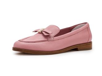 Kate Spade New York Deco Bow Pebbled Leather Loafers Womens Dress Flat Shoes Barre Pink : 10.5 M