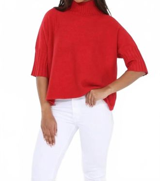 Rain + Rose Maple Turtleneck Sweater In Red