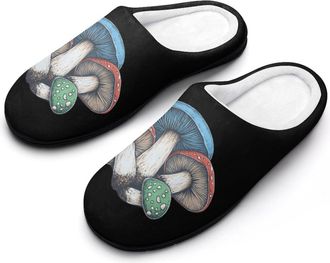 Generic Colord Mushroom Mens House Slippers Memory Foam Washable Cotton Slip on Home Shoes