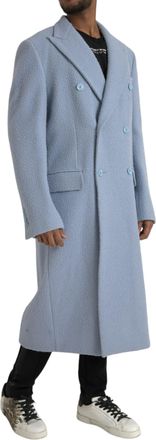 Dolce & Gabbana Mens Blue Cashmere Trench Coat Clothing