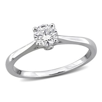 Mimi & Max Created Forever 1/2ct TDW Lab-Grown Diamond Engagement Ring Yellow or White Sterling Silver