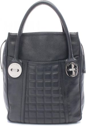 Chanel Chocolate Bar Black Leather Handbag Tote Bag (Pre-Owned)