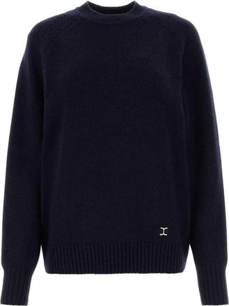 Chlo&eacute; Trui met ronde hals en raglanmouwen - Dames - Cashmere truien - Blauw - M - Kasjmier - Truien & Vesten