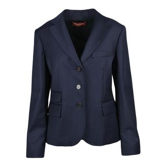 Max Mara Dames, Jassen, Blauw, Maat: L Wol