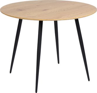 Beliani Mesa De Comedor Moderna Redonda Tablero Mdf Base Acero Patas 100 Cm Madera Clara Bjorka
