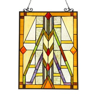 Chloe Lighting MENAHEM Tiffany-glass Window Panel 17.5x25