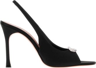 Amina Muaddi Mini Camelia Sling 105 - Dames - Sandalen met hakken - Zwart - 39 EU - Schoenen