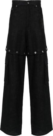 Off-white 90 aposs logo straight cargo broek - Heren - Wijde Broeken - Zwart - W32 - Linnen - Broeken