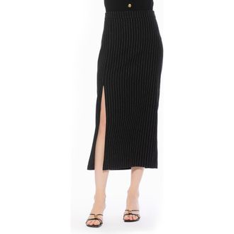 Alexia Admor Onyx Skirt in Black Pinstripe at Nordstrom, Size 10