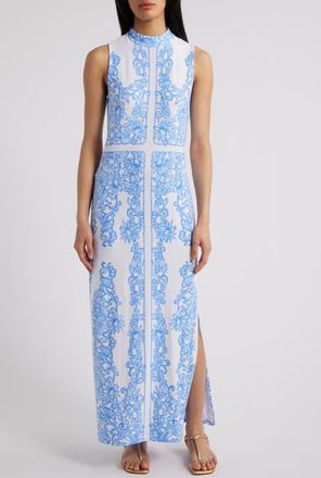 Lilly Pulitzer Wellington Sleeveless Mock Neck Maxi Dress in Resort White Sunny Side Up at Nordstrom, Size Small