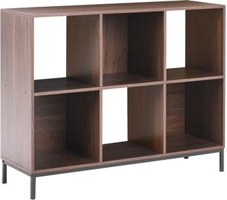 Beliani Bookcase Dark Brown MDF 6-Cube Bookshelves Wood-Look Finish PEMBERTON