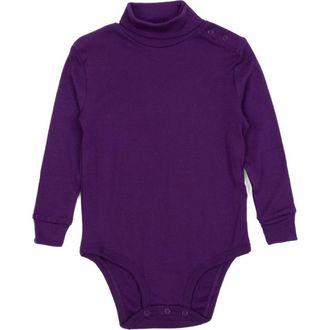 Leveret Cotton Neutral Solid Turtleneck Bodysuit in Dark Purple at Nordstrom, Size 12-18M