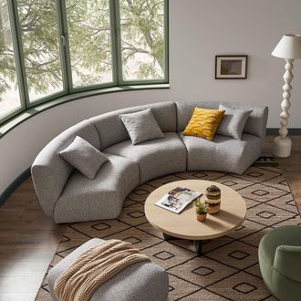 Castlery Gray Performance Fabric Armless Curve 3 Seater Sofa | Auburn by Castlery, Grey, Furniture Sofas