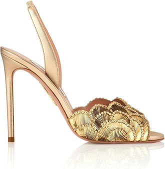 Aquazzura Schoenen, Dames, Geel, 37 EU, Leer, Ce Soir Sandal 105