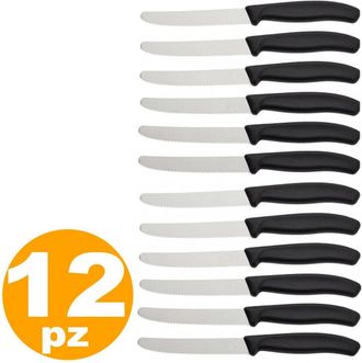 Trade Shop Trade Shop - Set 12 Cuchillos De Mesa Acero Inoxidable Mango Negro Recubrimiento