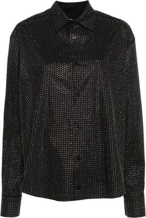 Giuseppe Di Morabito rhinestone-embellished poplin shirt - women - Cotton/Spandex/Elastane - 38 - Black