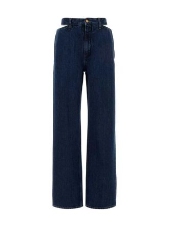 Jil Sander Jil Sander 140 behandelde jeans met wijde pijpen