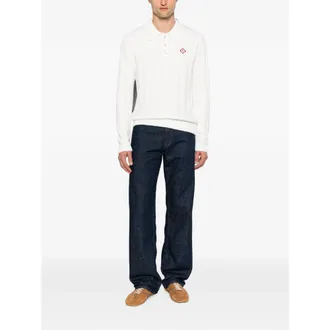 Casablanca Ribbed Knit Polo - White