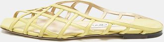 Jimmy Choo London Green Leather Sai Flat Sandals