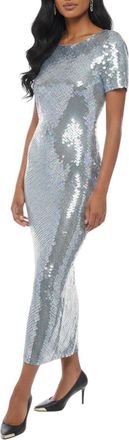 Maison Margiela Silver Embellished Boat Neck Midi Dress