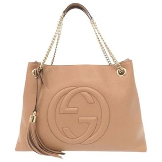 Gucci Pre-owned Vintage Shoulder Tote - Dames - Pre-owned - Beige - Maat: ONE Size Leer
