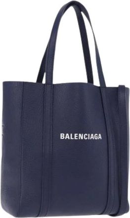 Balenciaga Pre-owned Vintage Tote Bag - Dames - Vintage Shopper - Blauw - ONE Size - Leer - Vintage