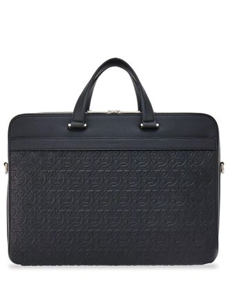 Ferragamo Mens Embossed Gancini Briefcase