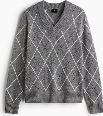 H&M V-Pullover aus Wollmix in Regular Fit - Grau