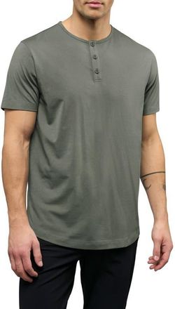 Cuts AO Curved Hem Short Sleeve Henley in Gunmetal at Nordstrom, Size Xx-Large