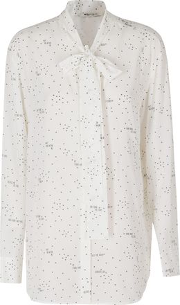 Ports 1961 White Star Print Scarf Detail Silk Shirt