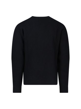 Maison Kitsun&eacute; Mens Sweaters Black Merino Wool