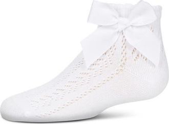 MeMoi Knit Openwork Bow Anklet Socks in White at Nordstrom, Size 6-12M