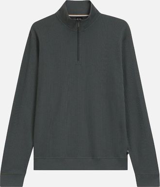 HUGO BOSS Mens BOSS Structure 1/4 Zip, Open Green - Black - Size: 44