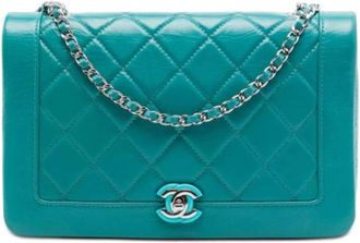 Chanel Pre-owned Vintage Quilted Crossbody Bag - Dames - Vintage Schoudertas - Blauw - ONE Size - Leer - Vintage