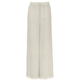 MC2 Saint Barth Wide Trousers, female, Beige, Size: M Long Linen Trousers
