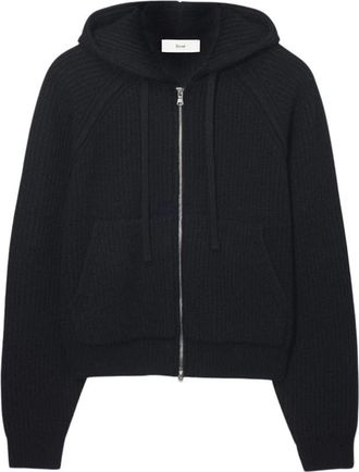 Dunst Gebreide vest met capuchon - Heren - Vesten met rits - Zwart - XL - Wol - Hoodies & sweatvesten