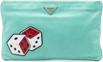 Prada Pre-owned Clutches, female, Green, Size: ONE SIZE Pre-owned Leather Clutch